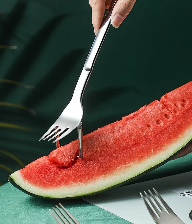 2 in 1 Creative Stainless Steel  Watermelon Fork Slicer Cutter
