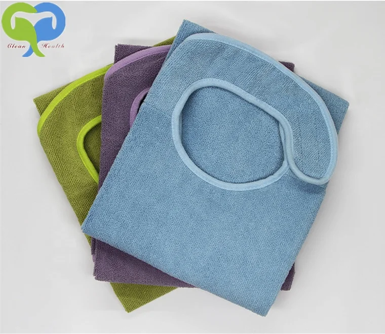 Terry Cloth Adult Bib Waterproof aprons for Eating Reusable Mealtime Clothing Protector for Elderly and Patients Washable