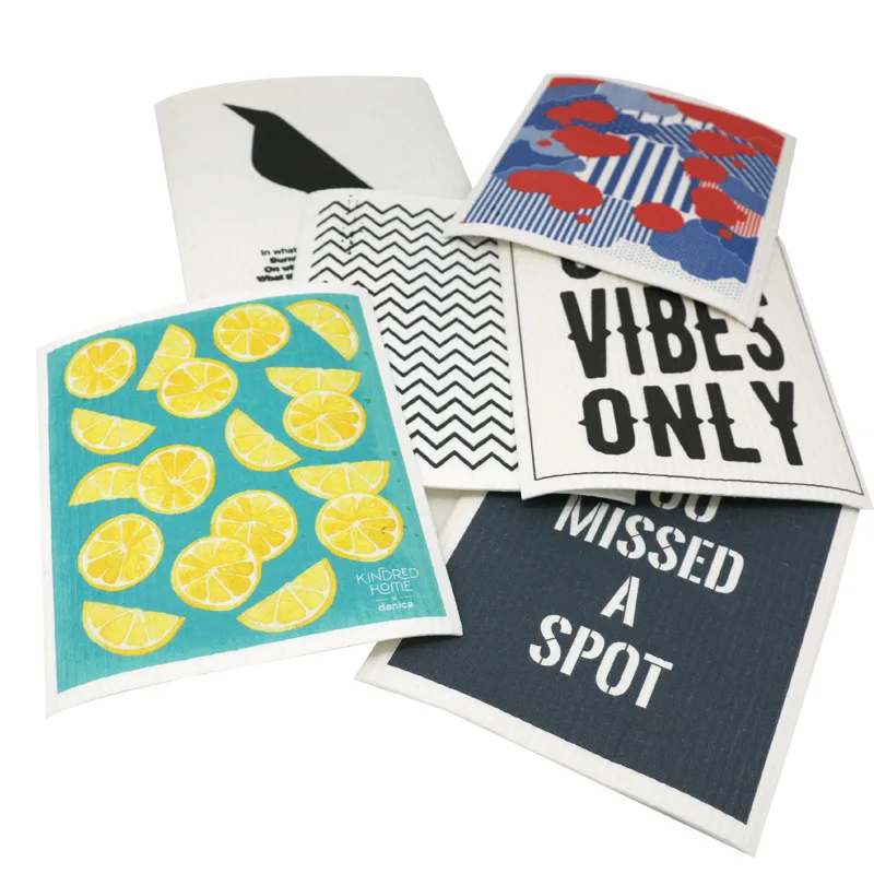 Eco-Friendly colorful Wood Pulp dish cloth Cellulose dishcloth cotton