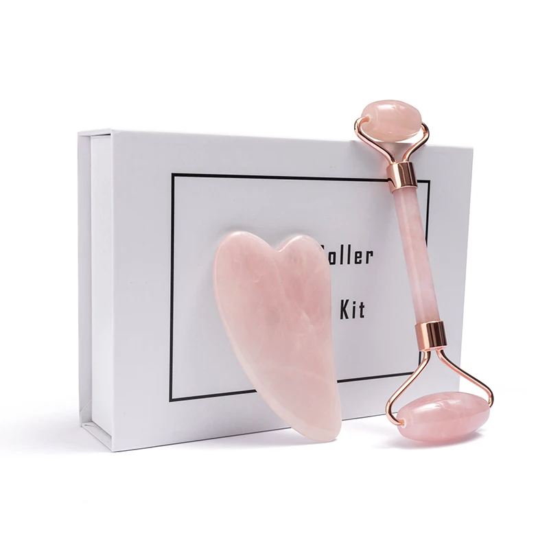 Natural nephrite stone massage rodillo jade roller facial massager beauty pink rose quartz jade roller for face