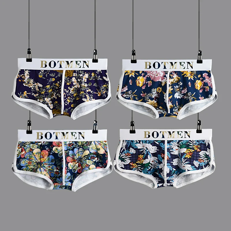 Men Boxers Trunks Custom Boxershorts Briefs Boxer 95% Cotton Brief Printed Para Ninos Flower Underpants Underwear