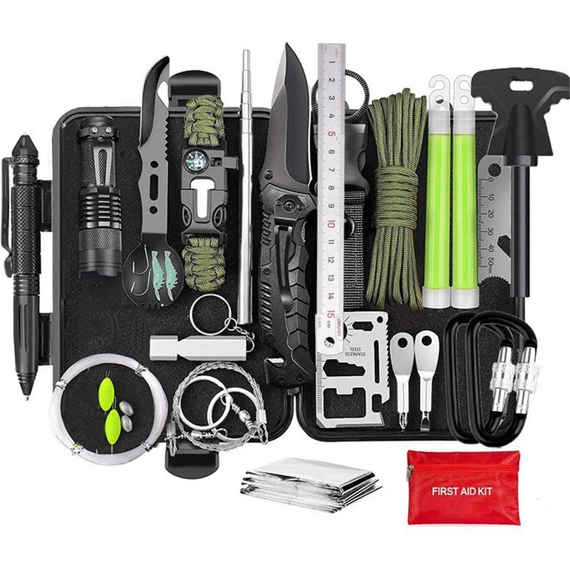 Emergency Survival kit Gear and Equipment Waterproof Box Emergency Tactical Hiking Hunting Disaster Camping Outdoor Adventures