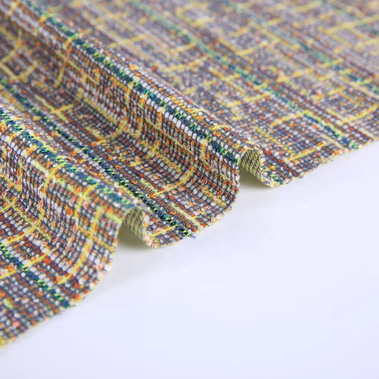 
High quality multi color rayon polyester jacquard yarn dyed knitted tr fabric 