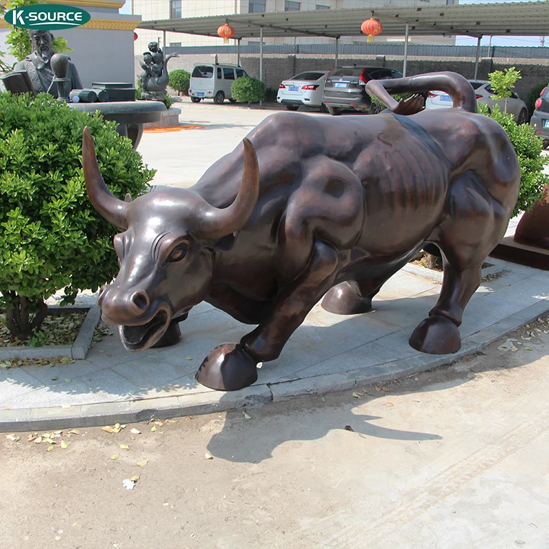 Outdoor life size mental animal garden bronze sculptures The famous Wall Street brass bull sculpture