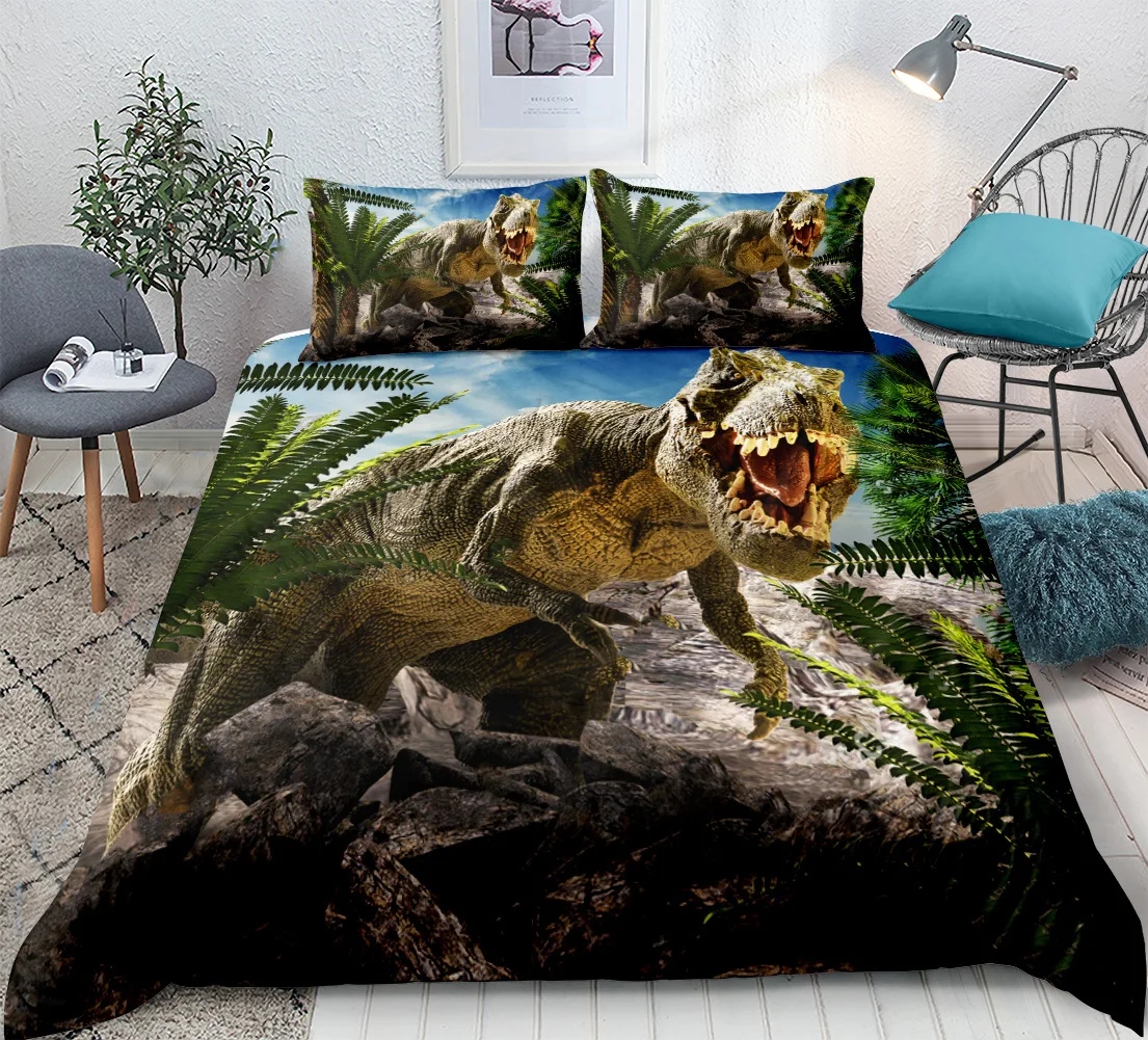 3D Printed Dinosaur World Bedding Sets Animals Park Duvet Quilt Cover Set For Kids Boys Teens