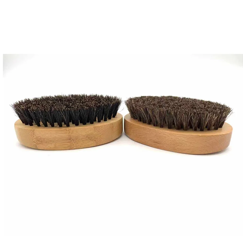
natural custom round wood boar beard brushes for hair professional comb with logo 