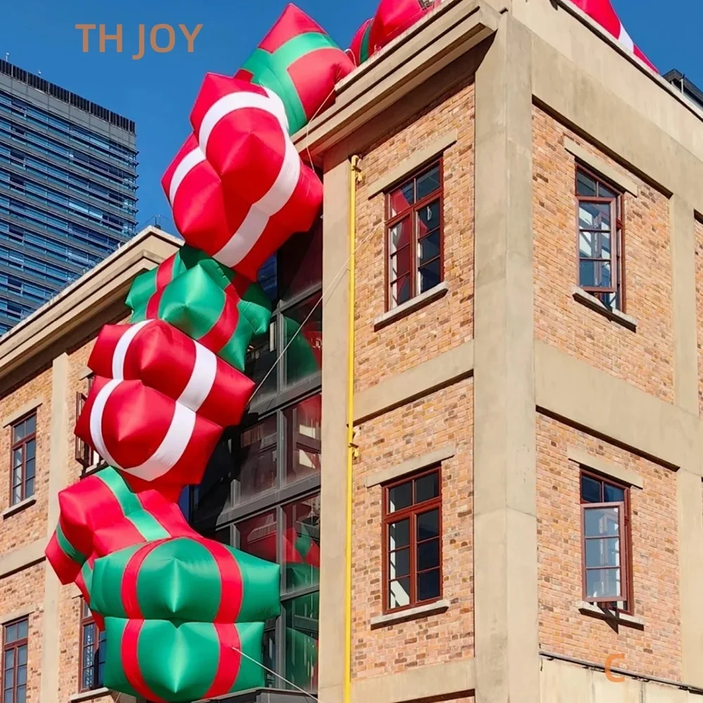 Free air ship to door, 8m long Custom Inflatable Christmas Gift Box for Holiday Decoration, inflatable gift boxes with light