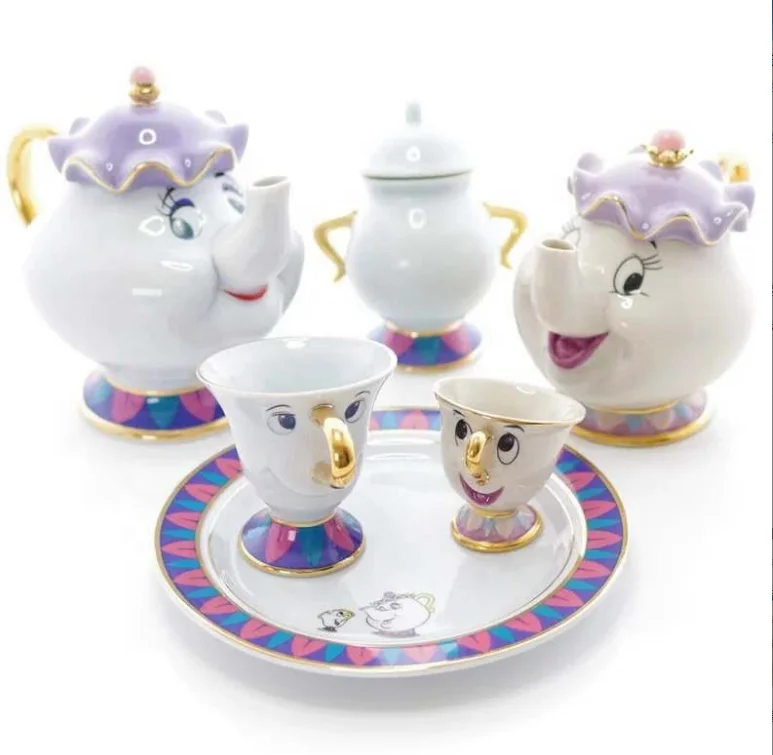 Beauty And Beast Teapot Creative Gift Tea Pot Set Wife Gold-plated Ceramic Drinkware Tea Pot Set With Color Box Packing