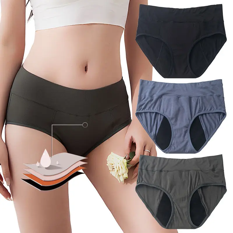 OEM Ladies Plus size underwear 4 Layers Absorbent Leak Proof Women Underwear Viscose Menstrual period panties for woman