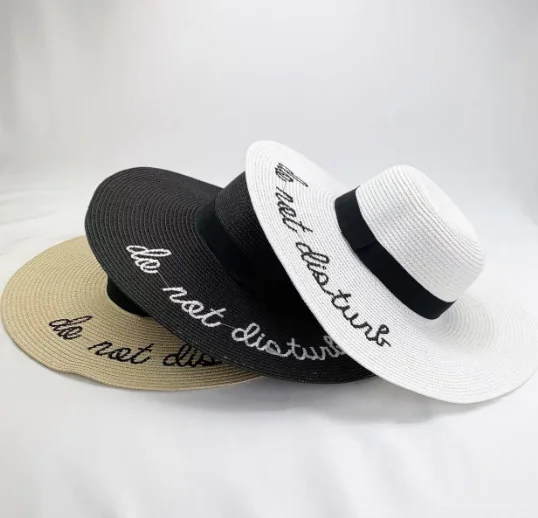 Wholesale Custom Logo Straw Hats Summer Beach Straw Panama Floppy Hat For Women Bridesmaid