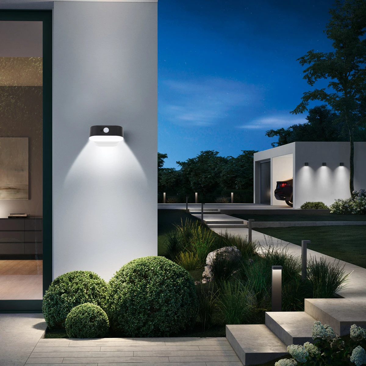 Unique Design Patent Rotatable Sensor Security Solar Motion Sensor Wall Night Light