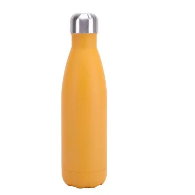 BPA-Free DWELLS  11colors Stock Powder Coated Vacuum Stainless Steel Cola Shape Water Bottle 17oz Custom logo Accept