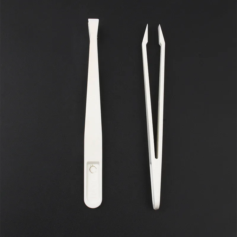 White Wide Platy Anti-static Plastic ESD Tweezers Forceps Insulated High Hardness Tweezers Set