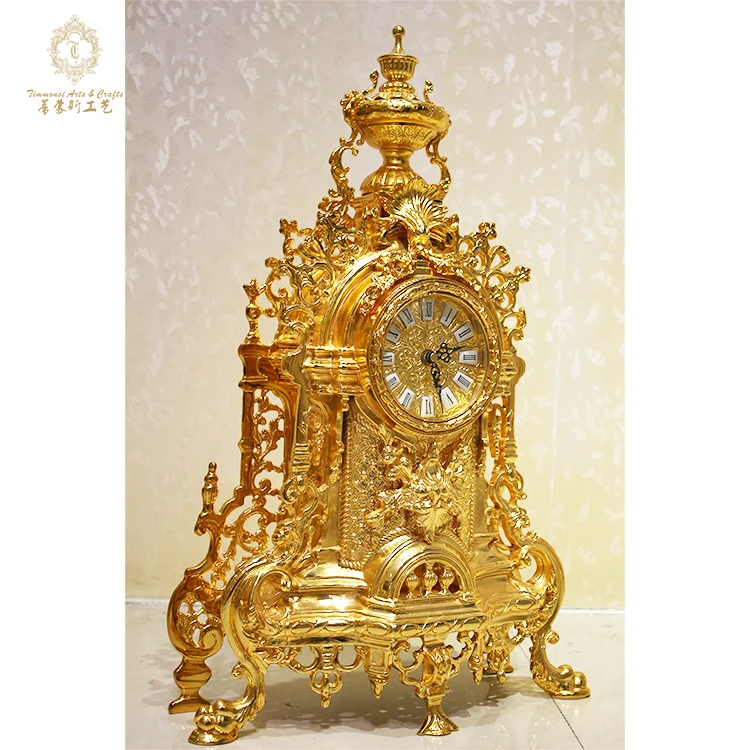 Factory Direct Sales Luxury Golden Desk Clock Hotel Lobby Golden Desk Clock