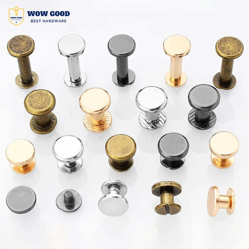 M5 Metal copper Leather Assorted Chicago Binding Screw belt buckle Nail Rivet Stud Button for Leather Craft Decorate and Repair