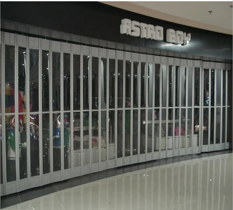 Aluminum transparent arc partition folding door custom PC crystal security anti-theft transparent Roll-up door