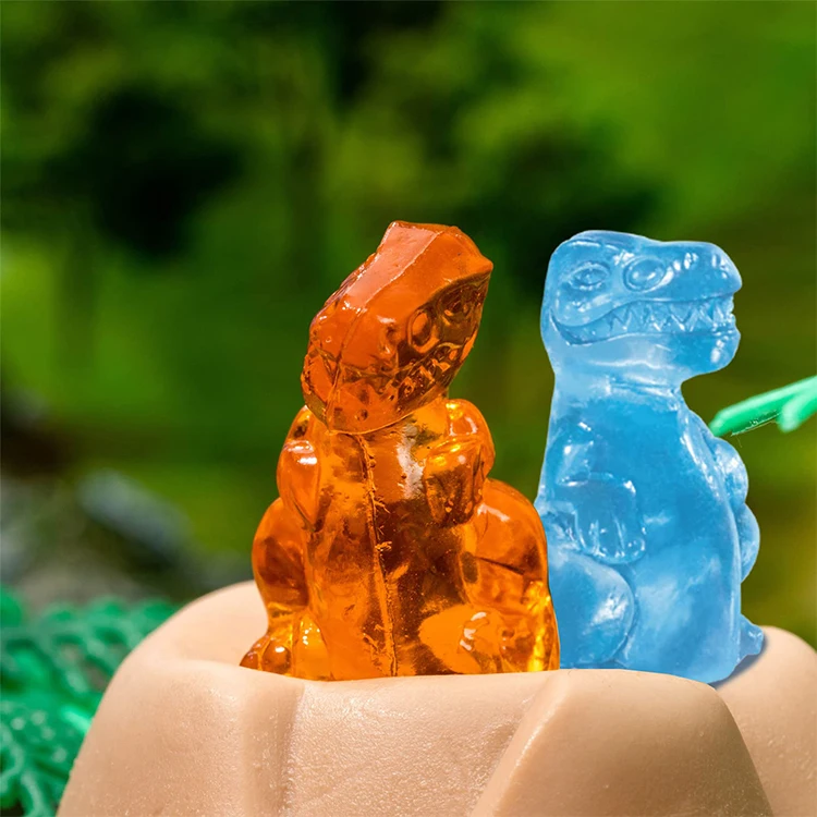 Amos 4D Assorted Flavored Wholesale Customized Bulk 3D Soft Fruit Fresh Strawberry Gummy Candy Dinosaur Sweets