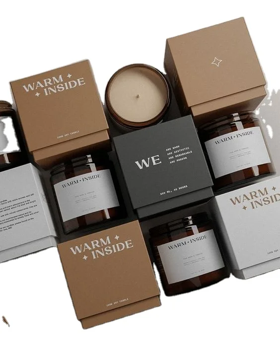 Factory Hot Sale Free Design Color Box Luxury Custom Soy Wax Candle Box Packaging Folding Small Cardboard Box for 10oz Candle