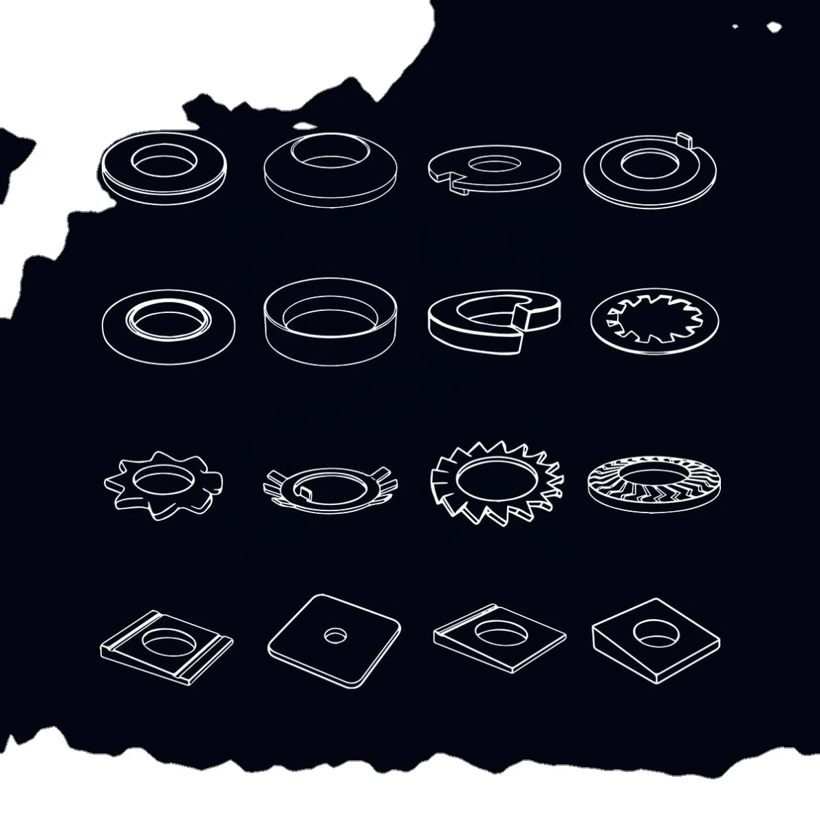 Metal Flat Washer For BoltsrBlack Split Spring Square Lock Retaining Flat Washer custom Washers fasteners factory
