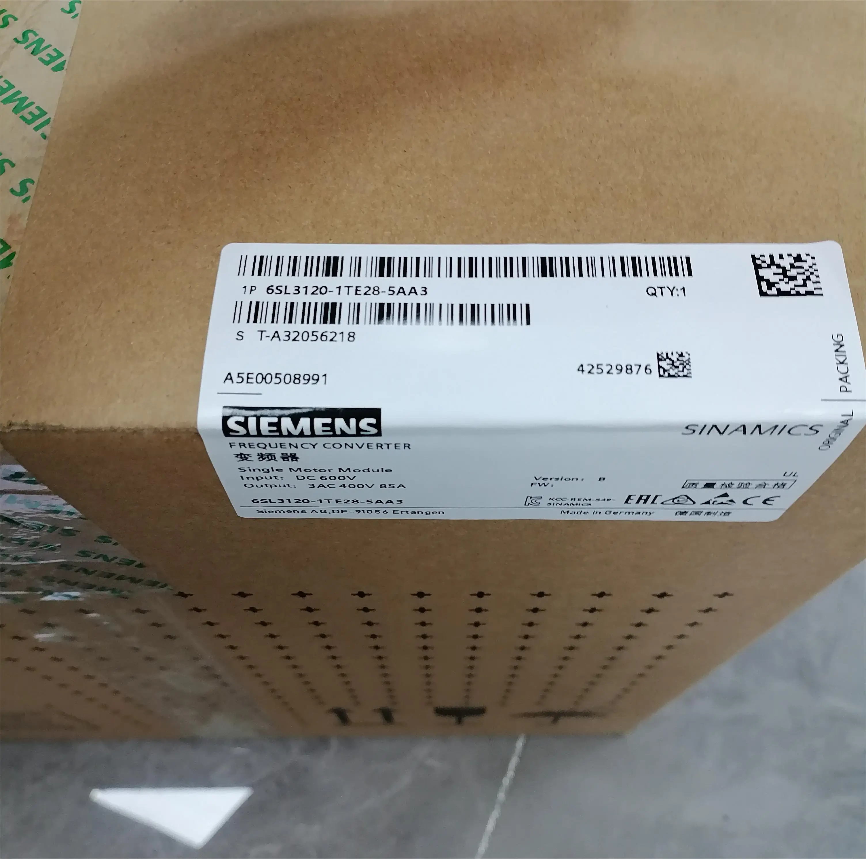 Siemen PLC Converter Original CNC Frequency Converter 6SL3120-1TE28-5AA3