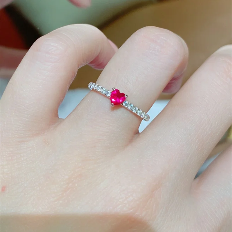 Lover Jewelry Blood Ruby Zircon Trendy Style Women 925 Silver Ring Wholesale Cheap Price Promotion Gifts Fashion Ring