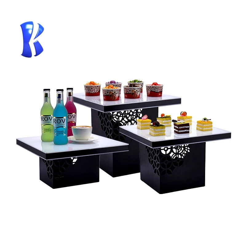 OKEY Hotel Catering Good Quality  White Acrylic Buffet Display Stand for Outdoor Party
