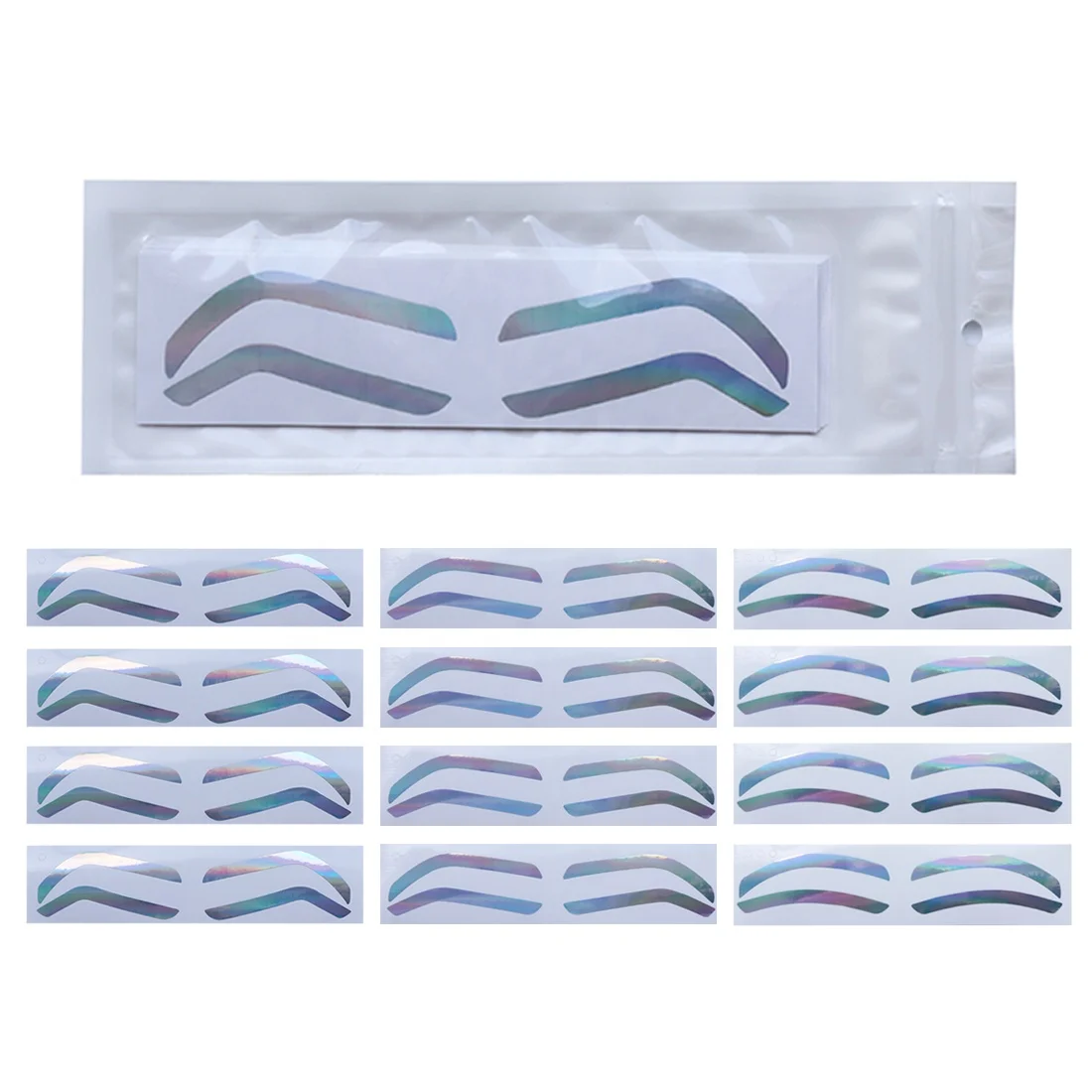 Hologram Silver Rainbow Color Airbrush Brow Outline Border Sticker Guides Mapping Shaping Auxiliary Sticker Eyebrow Shape Tape