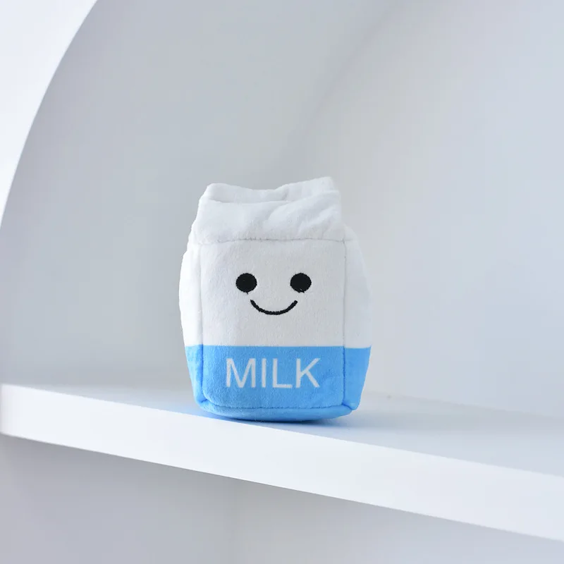 Pet Plush Toy Biscuits Milk Box Interactive Crinkly Squeaky Hide  Seek Toy