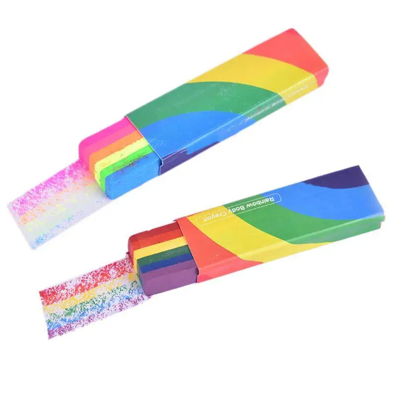 Rainbow Washable Face Paint Stick Body Tattoo Colored Pigment Pen Fluorescent Crayon Adult Kid Party Favors Makeup Cosmetic Tool