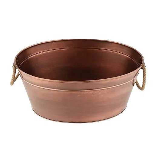Oval Copper Plated beverage drinks bucket Ice Beer Galvanized Tub Metal Ice Bucket Beverage Tub Wine Drink Beer Champagne Tub