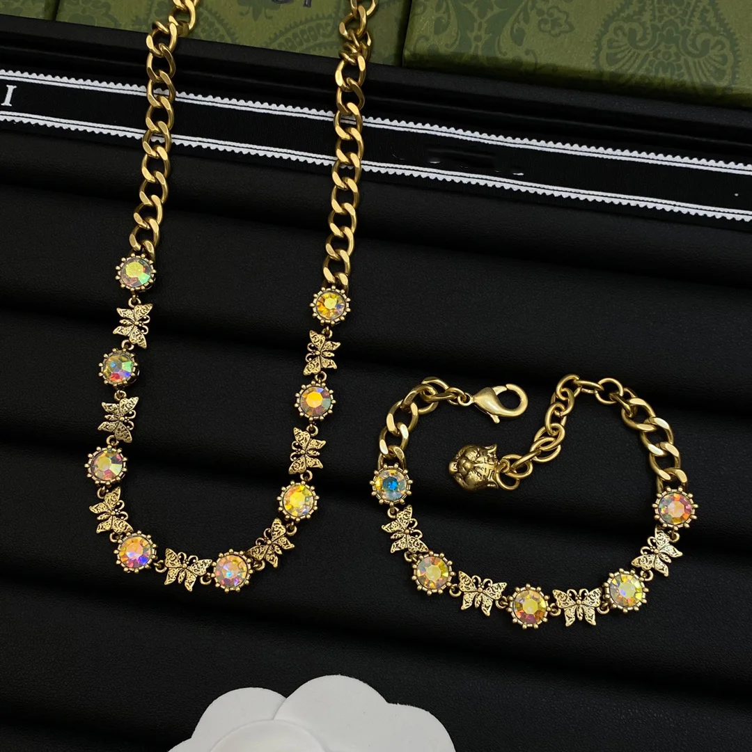 New Arrival High Quality Luxury Famous Brand Inspired Designer GG Lion Head Necklace Bracelet Jewelry Set for Women