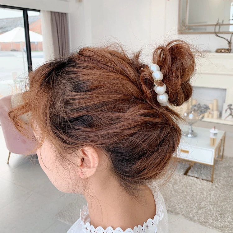 
Colorful Imitation Pearl Hair Rope for Women Elastic Beaded Hair Rubber Bands Accessories 