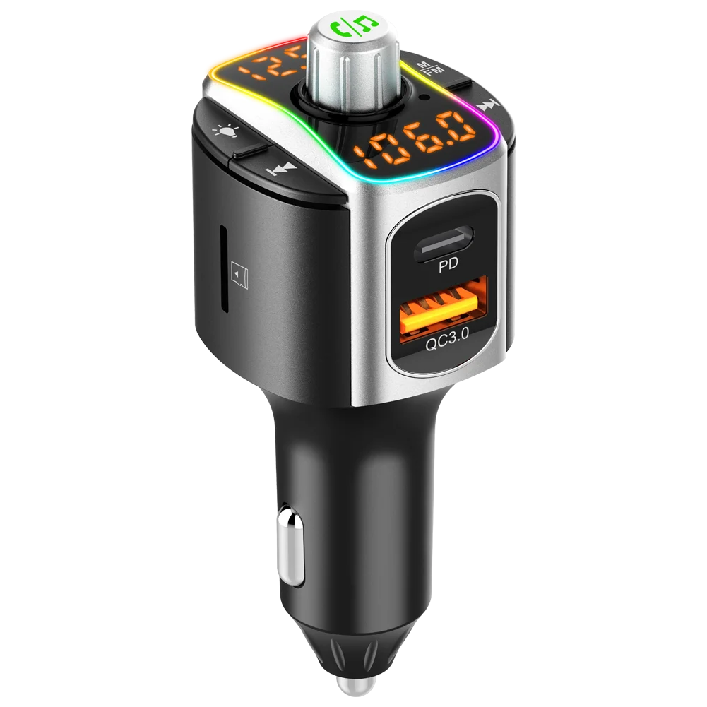 New Arrival  BT 5.0 QC3.0 Quick Charge Car Kit Handsfree Stereo Audio FM Transmitter BC67 Car MP3  Player