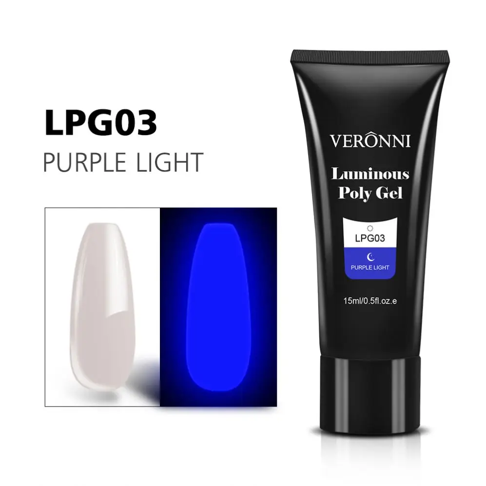 Luminous 15ml Polygel Nail Polish Gel Quick Drying UV Nail Extension Gel 6 Colors for Nail Art