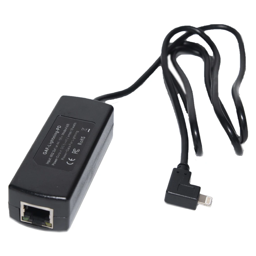 GAF-Lightning-PD Isolated 10watt PoE Splitter Power & Data for iPads