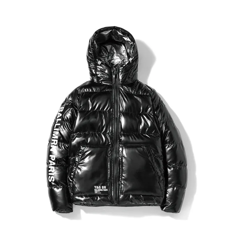 Модная дизайнерская зимняя мужская куртка-пуховик с индивидуальным логотипом, уличная блестящая пузырьковая куртка
