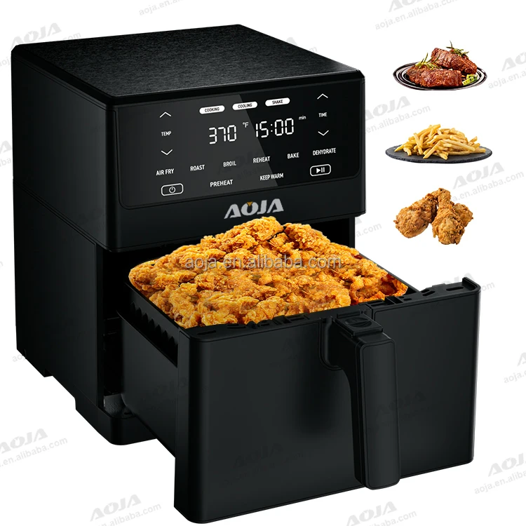 New Best Sell 8L 10L 12L Electric Digital Visible SS Air Fryer with Detachable Basket Up and Down Dual Heating Airfryers
