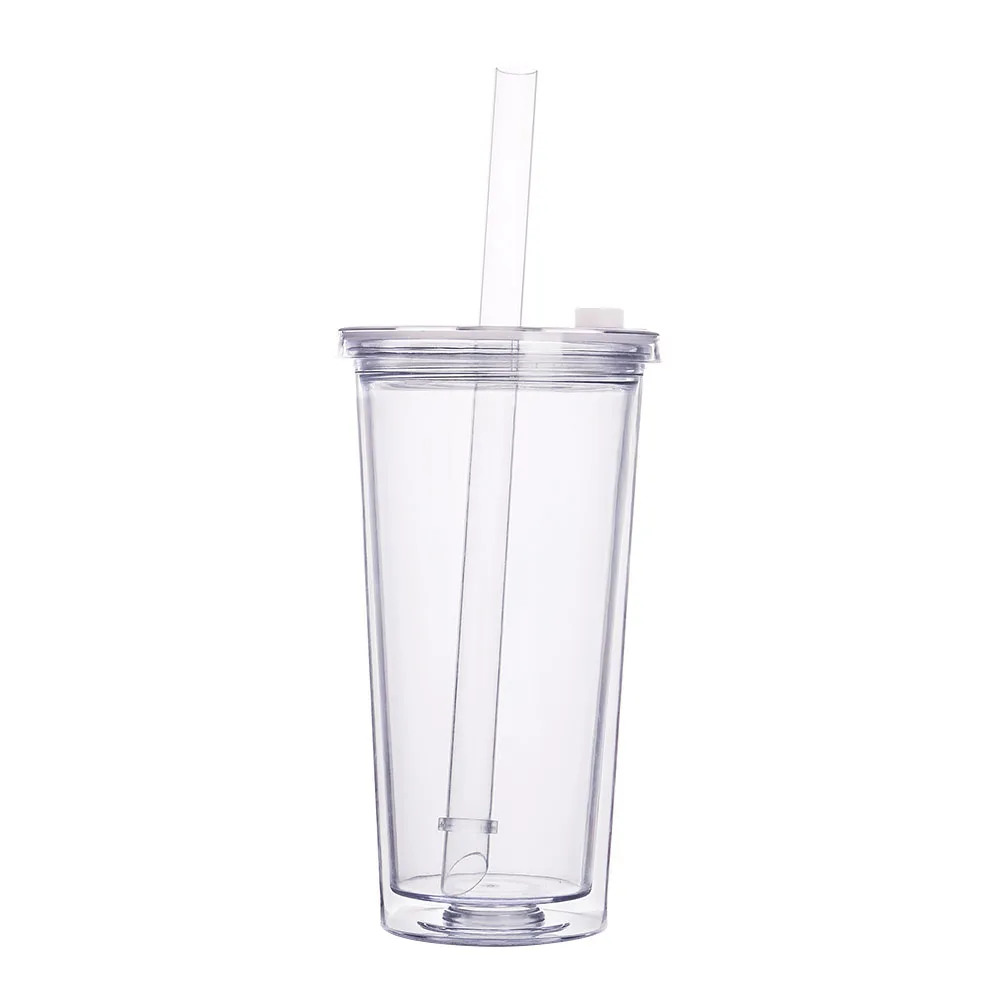 Custom Boba Cup 16Oz 20Oz 24Oz Custom Color Double Wall Reusable Tumbler, Boba Tea Plastic Cups With Lids And Straw