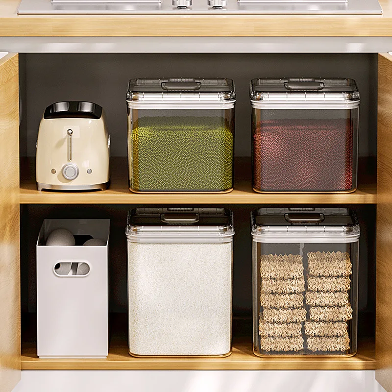 Household large capacity 7.5L rice bucket with lid kitchen multigrain tank transparent sealed grain storage