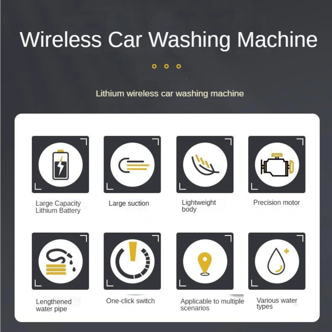 Portable 24V Lithium Cordless Car Wash Foam Gun High Pressure Water Jet Powerful Wireless Garden Water Jet for Car Washer