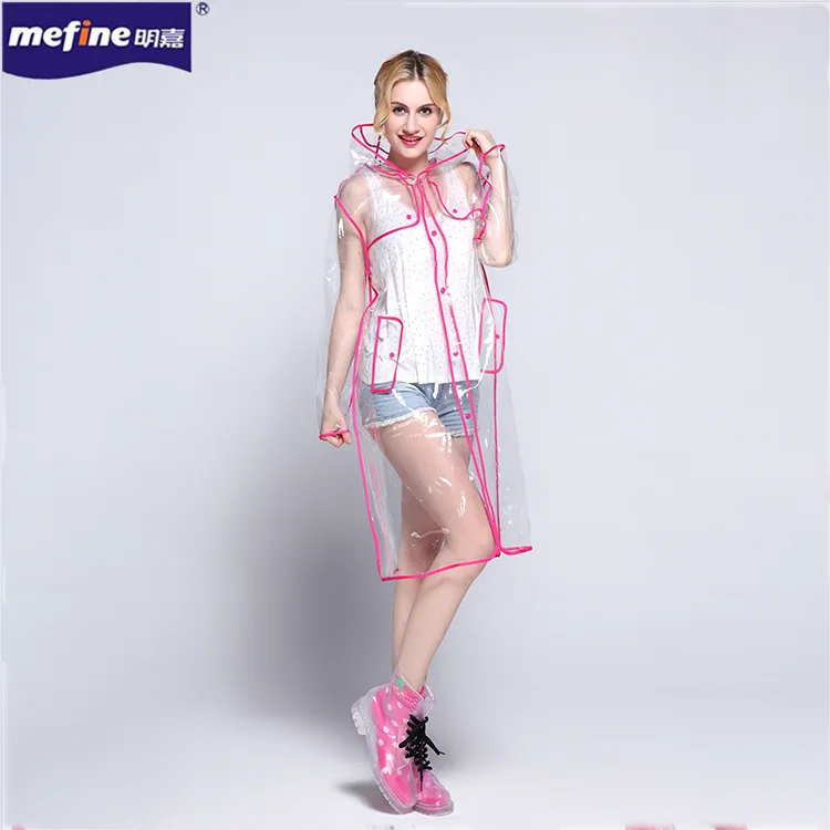 2020 design new style raincoat clear EVA ladies rain coats transparent long pvc raincoat for women