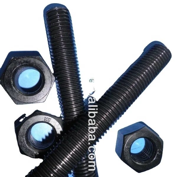 ASTM A193 B7 threaded rods with 2H hex nuts black finish high quality Made in China
