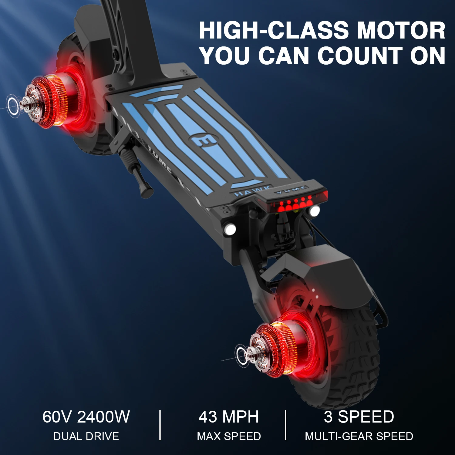 [US  EU Warehouse] New arrival YUME M10 HAWK Scooter 2000w/2400w Electric Scooters dual motor 10inch fat tire foldable scooter