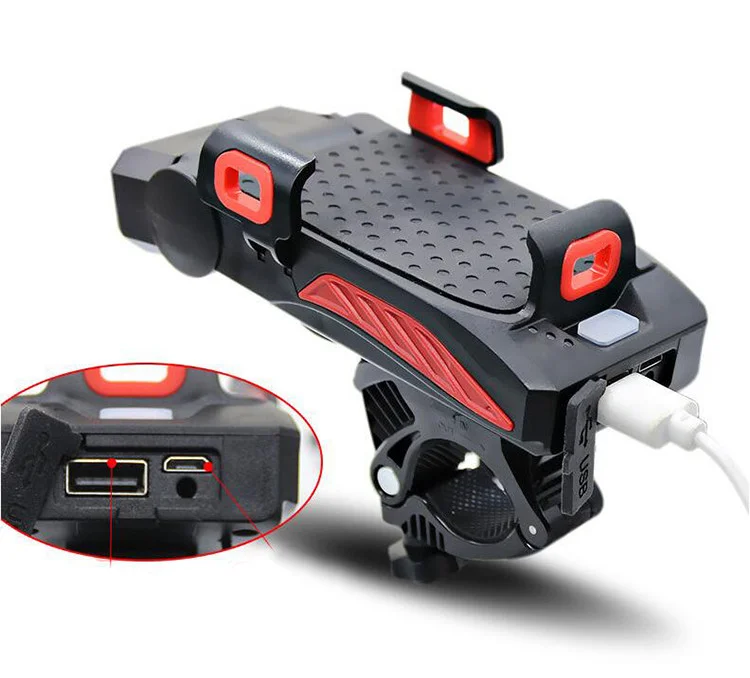 Многофункциональный велосипедный фонарь обновления 4 в 1 передний 3 * LED MTB фара держатель телефона кронштейн динамик лампа внешнего