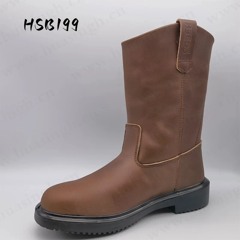 YWQ,high-cut anti-puncture durablr safety boots for mining oil resistant slip-proof PU outsole work safety shoes HSB199