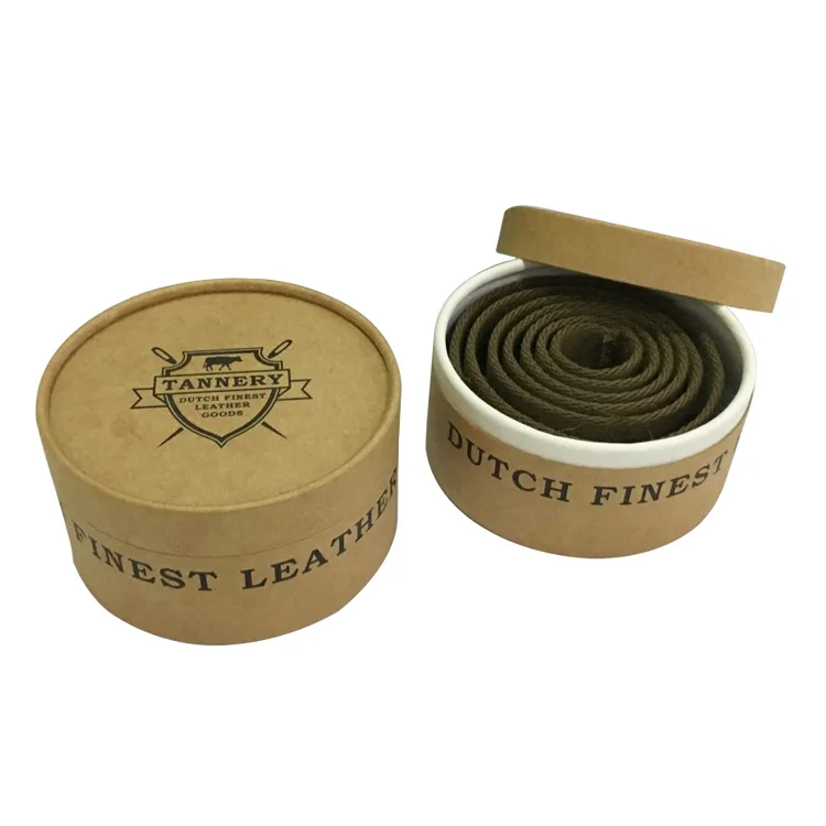 100% Recycled Brown Kraft Paper Cardboard Belt Packaging Custom Logo Round Box