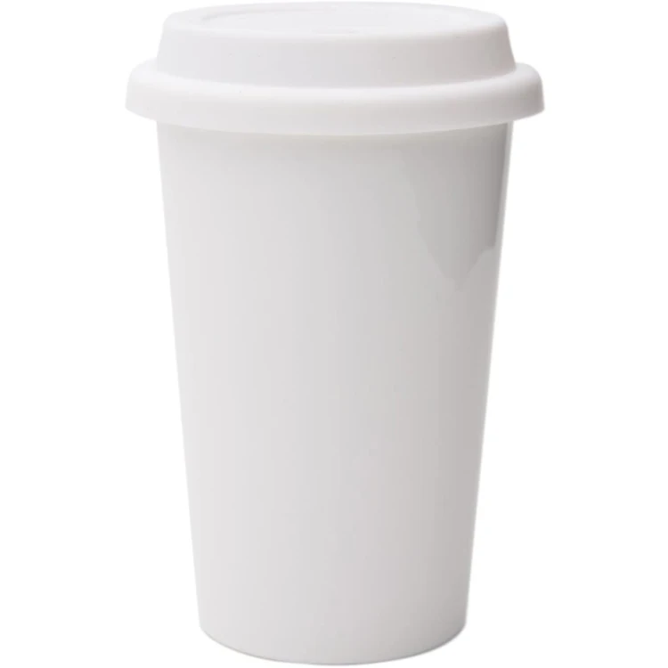 Ceramic Coffee Cup with Lid & Sleeve Porcelain Travel Mugs without handle