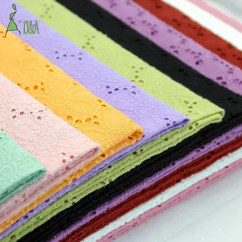 Dyed High Quality Cotton Embroidery Eyelet Fabric Cotton Lace Fabric  Swiss Voile Stock Available For Clothing And Girls Dresses