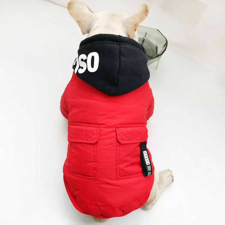 Hot Sale Luxury Brand Classic Winter Dog Jackets Warm Cotton-padded Hooded Coat Dogs Pet Clothes Stocked