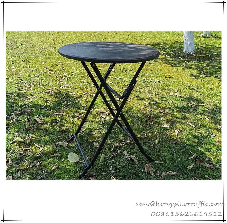 60cm Outdoor Wood Grain Garden Balcony Coffee Table Plastic Folding Round Bar Table Easy Carrying Fold Picnic Table